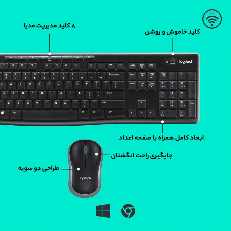 کیبورد و ماوس بیسیم Logitech MK270 با گارانتی - تصویر 2